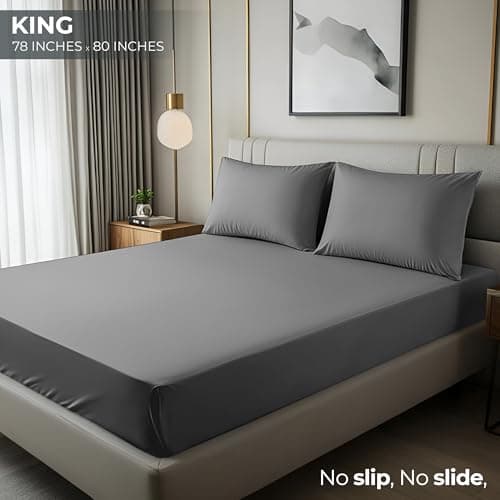Utopia Bedding King Fitted Sheet - Bottom Sheet - Deep Pocket - Polyester - Shrinkage and Fade Resistant - Easy Care -1 Fitted Sheet Only (Grey) view 2
