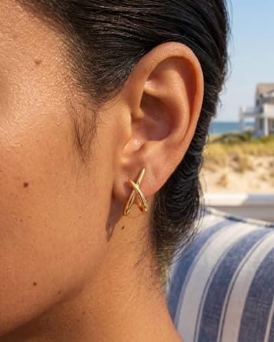Gold Earrings for Women Trendy,14K Gold Stud Earrings Dainty Earrings Simple Minimalist Gold Earrings Hypoallergenic Earring for Women Gifts view 2