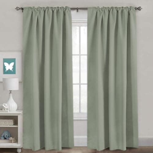 H.VERSAILTEX Blackout Curtains Thermal Insulated Window Treatment Panels Room Darkening Blackout Drapes for Living Room Back Tab/Rod Pocket Bedroom Draperies, 52 x 84 Inch, Light Sage, 2 Panels view 3