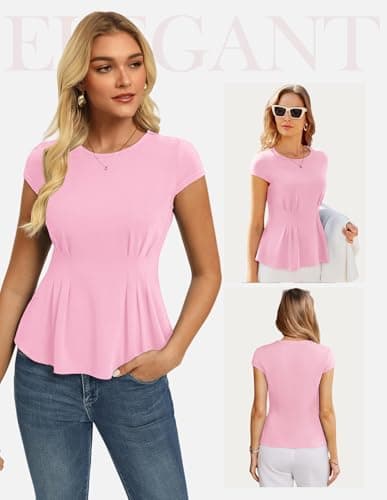 GRACE KARIN Womens Peplum Tops Dressy Casual,2026 Summer Short Sleeve Work Blouses, Business Shirts Fashion Clothes view 2