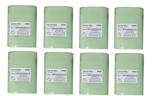 Aaka Dental Bib (Green) 500 Pcs – Disposable 3-Ply Waterproof Patient Bibs 13" x 18" with Poly Backing – Bulk Dental Bibs for Dental, Medical, Tattoo & Salon Use view 3