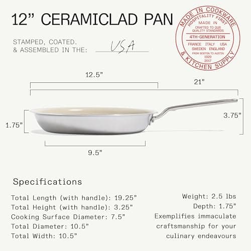 Made In Cookware - 3-Piece (Includes 8", 10", 12") Ceramic Non Stick Frying Pan Set (Discontinued CeramiClad 1.0) - 5-Ply Stainless Clad with Stay-Cool Handle - Professional Cookware view 6
