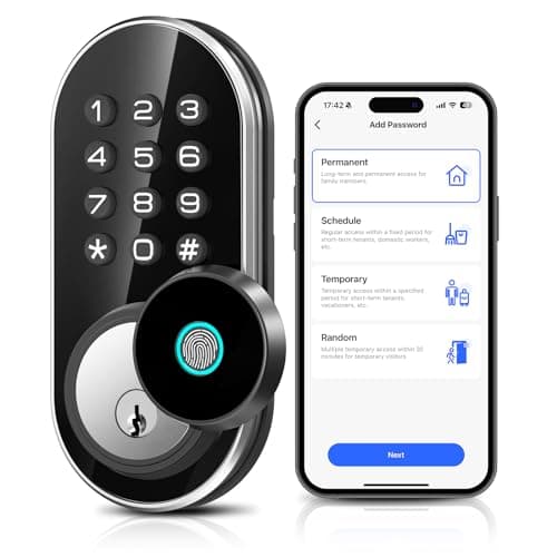 TEEHO TE342 Fingerprint Smart Keyless Entry Door Lock with Keypad, Bluetooth App Remote Control - Electronic Deadbolt for Front Door - Auto Lock - Silver — image 1