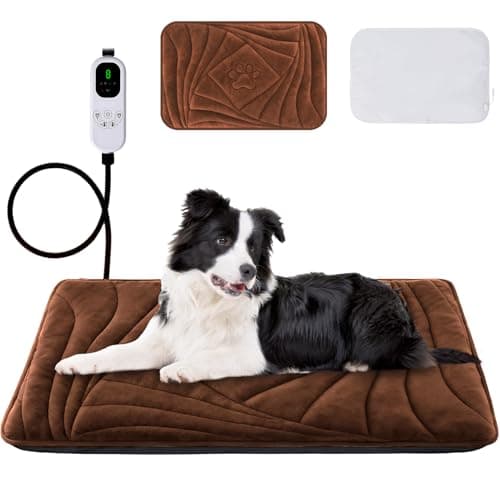 Petrendy Large Dog Heating Pad with Washable Cover, Soft Plush Pet Heating Pad with 9 Adjustable Temperature, Timer, Chew-Resistant Cord, Waterproof Electric Heated Pet Bed Mat for Dogs and Multi-Cats — image 1