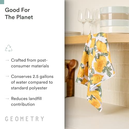 GEOMETRY Tea Towels – Spring & Summer Collection – Quick-Dry, Ultra-Absorbent, Reusable Microfiber Kitchen Towels for Drying & Cleaning - Field of Gold - 1 Pack view 4
