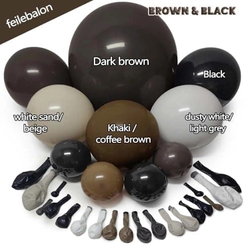 Black Brown Tan Balloon Arch Kit, Double Stuffed Dark Brown Coffee Light Grey White Sand Beige Neutral Balloon Garland for Western Cowboy Baby Shower First Rodeo Birthday Party Decoration view 3