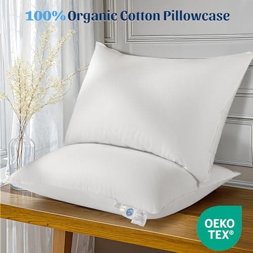 REDASW Hungarian Luxurios Goose Down Pillows Queen Size 900 Fill Power, 80% Goose Down 20% Goose Feather Bed Pillows with 100% Cotton Shell 600 Thread Count Fluffy Soft Cozy (20"X30", Pack of 2) view 6