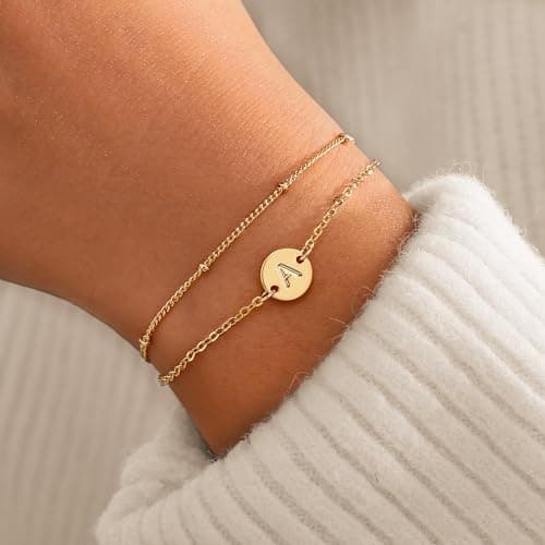 18K Gold Plated Initial Bracelets for Women Jewelry Gifts Trendy view 4