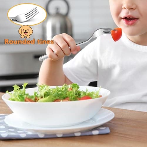 LIANYU 6-Piece Toddler Utensils Forks, Kids Silverware Forks for 2-10 Year Old, Children Cutlery Flatware Set, Kids Child Utensils for Home Preschools, Dishwasher Safe view 7