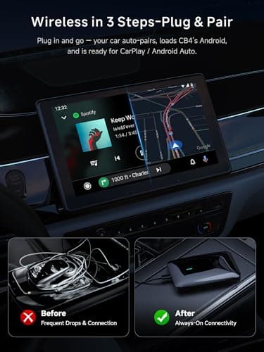 Magic AI Box Wireless CarPlay and Android Auto Adapter, 4GB+32GB, Black | Wireless Connectivity, AI-Powered, Dual-WiFi, Plug-and-Play, Universal Compatibility, Compact Design view 6