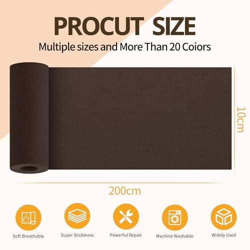 Sgooyir Fabric Repair Tape, Self-Adhesive Couch Patch Repair Fabric Patches for Furniture, Couch Repairing Kit Tape for Upholstery, Carpets, Chairs, Sofas, Pillows Suede 4x79 Inch Dark Brown view 2
