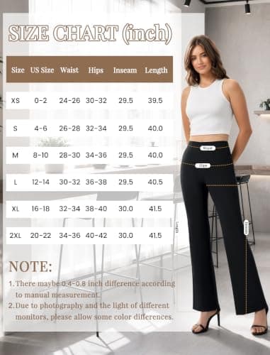 COPYLEAF Dress Pants Women Stretchy Work Pants Casual Flare Pull On Slacks view 3