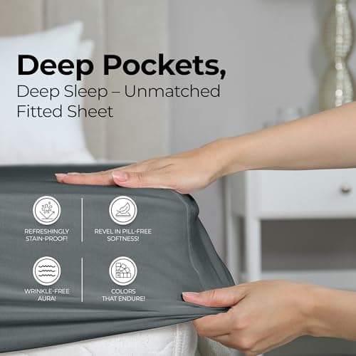 Utopia Bedding King Fitted Sheet - Bottom Sheet - Deep Pocket - Polyester - Shrinkage and Fade Resistant - Easy Care -1 Fitted Sheet Only (Grey) view 4