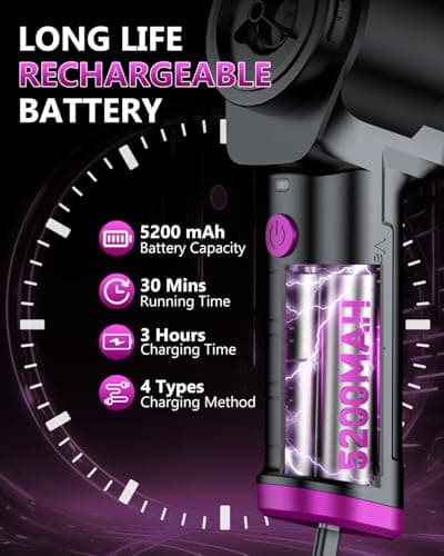 EYYA Handheld Vacuum Cordless, 16KPA High Power Portable Car Vacuum Cleaner & Air Duster, Hand Held Vacuum Cordless Rechargeable with Multi-Nozzles & 2 HEPA Filters for Car Home Office view 6