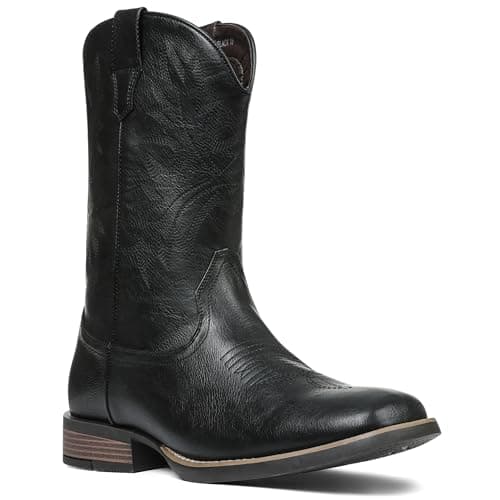 Grakihily Cowboy Boots For Men with Wide Square Toe Western Retro Boot Durable Classic Fashionable Embroidered Country Pull On Resistant Boots view 4