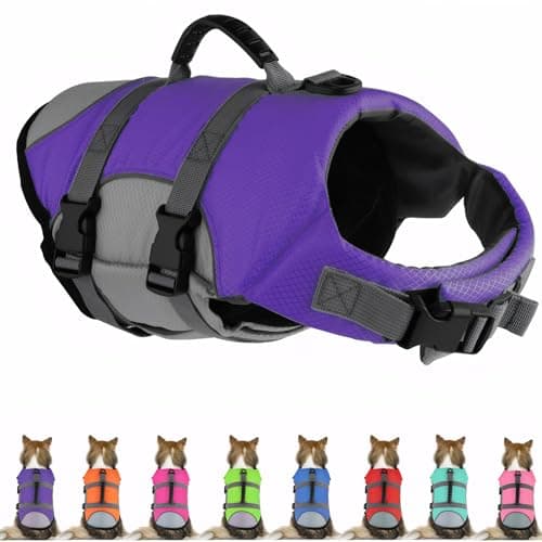 Mklhgty Dog Life Jacket, Reflective Adjustable Dog Life Vest with Rescue Handle for Swimming and Boating, Ripstop Pet Safety Life Preserver for Small, Medium and Large Dogs — image 1