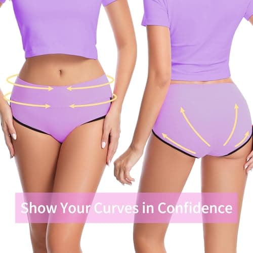 CAILECOTTON Womens Underwear Cotton High Waisted Underwear for Women Brief Soft Stretch Breathable Everyday Hipster 5ps view 6