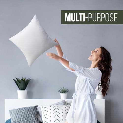 Utopia Bedding Throw Pillows (Set of 1, White) – 18 x 18 Inches Down Alternative Pillows for Bed, Sofa, and Couch - Fluffy Decorative Stuffer Pillow for Indoors & Outdoors view 4