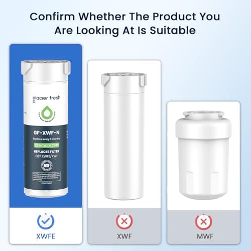 GLACIER FRESH Water Filter Compatible with XWFE (Built-in CHIP), Replacement for GE XWFE, XWF Refrigerator Water Filter NSF/ANSI 42 Certification Pack of 1 view 3