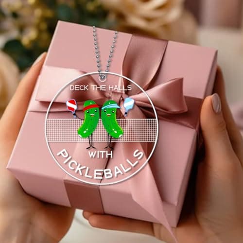 Pickleball Ornament, Pickle Ball Ornaments for Christmas Tree, Acrylic Sports Ornaments, Funny Pickleball Gifts for Women Men, Pickle Lover Gifts view 2