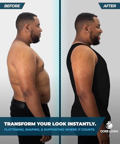 QORE LOGIQ Gynecomastia Compression Shirts for Men - Sleeveless Slimming Undershirts Tummy Control and Body Shaper Tank Top view 2