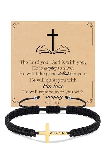 Sistble Christian Gifts Cross Bracelet for Men Easter Baptism Religious Gifts for Women Handmade Braided Bracelets Inspirational Confirmation Gifts for Teenage Girl Boys Jewelry — image 1
