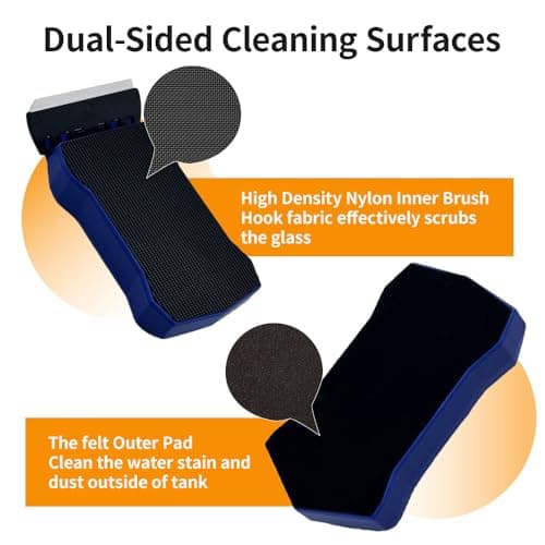 Magnetic Fish Tank Glass Cleaner, Dual-Blades Algae Scraper Glass Cleaner Scrubber with 2 Detachable Scrapers, Double Side Floating Magnetic Brush for 0.4-0.6 Inch Thick Glass Aquariums Tank, Size M view 4