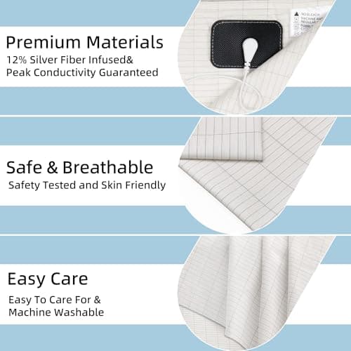 Grounding Sheets King with 88% Organic Cotton & 12% Silver Fiber, Grounding Sheets King Size, Conductive Earthing Sheet for Better Sleep, Stress Relief (75.2"x 80"x 15" White) view 2