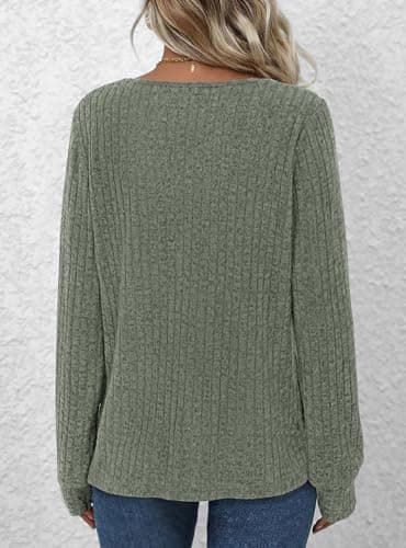 PRETTYGARDEN Women's Long Sleeve Henley Shirts 2026 Spring Casual Ribbed Tunic Tops Lightweight Sweaters Fashion Clothing view 4