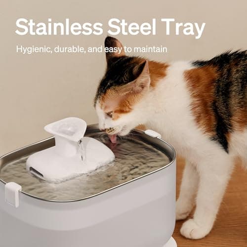 PETLIBRO Cat Water Fountain Stainless Steel Tray, Wireless Pump Cat Fountain, Ultra Quiet Pet Water Fountain, 2.5L Automatic Water Dispenser for Cats, Dual Flow Cat Water Dispenser Easy to Clean view 3