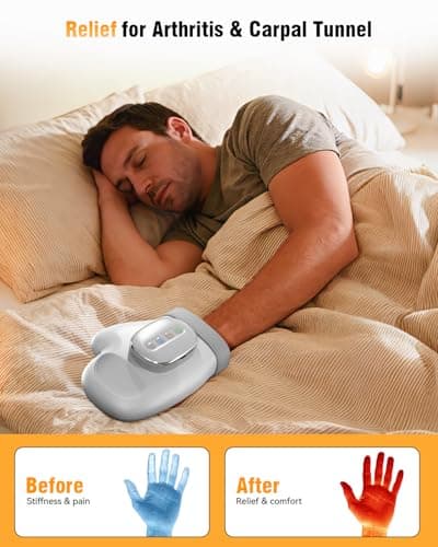 Hand Massager with Heat and Compression: 2026 New Cordless Electric Hand Massage for Arthritis Carpal Tunnel, 3 Modes 3 Heat Levels 5 Compression Wrist Finger Massager, Gifts for Women Men, Grey view 3