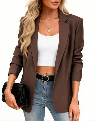 KIRUNDO Blazers for Women Business Casual Long Sleeve Open Front Lapel Suit Jackets Office Work Blazer Pockets Fall Clothes view 2