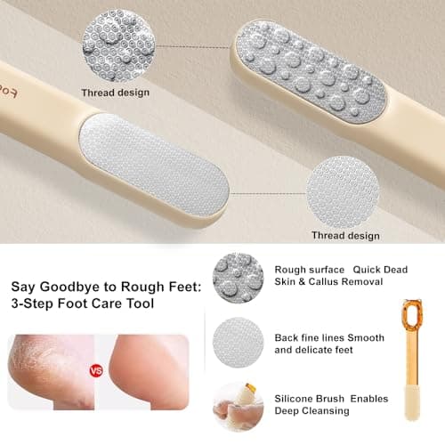 VISDOLL Double-Sided Stainless Steel Foot File, Foot Callus Remover & Foot Scrubber, Professional Pedicure Tool for Dry & Wet Feet, Fast Hard Skin & Dead Skin Remover with Non-Slip Grip, Orange view 2