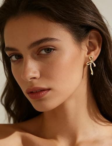 Bow Earrings for Women,14k Gold Plated and Hypoallergenic and Lightweight,Mothers Day Gifts for Mom Daughter view 3