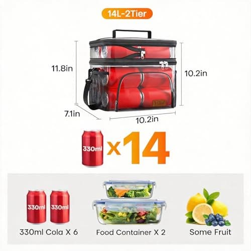 BentoBloom Insulated Lunch Bag for Men Women, Large Reusable Lunch Box with Adjustable Shoulder Strap, Leakproof Freezer-Safe Tote Bag for Work, Picnic, Office, 600D Waterproof Fabric view 3