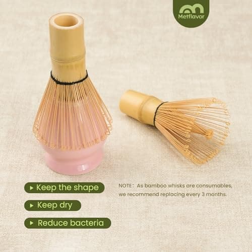 Matcha Whisk Set, Ceramic Bowl Matcha Kit & Handcrafted Bamboo Chasen, Complete 5 Pcs Matcha Set Whisk and Bowl, Stainless Steel Sifter, Bamboo Scoop & Holder for Matcha Lovers view 6