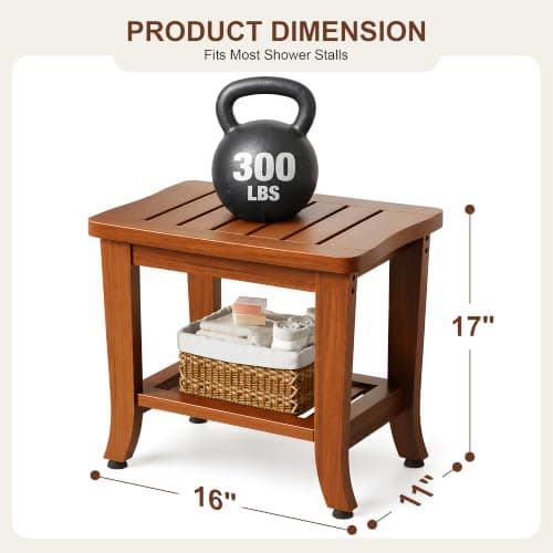 Jekruiet 201 Teak Shower Bench view 2