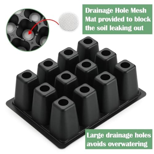RooTrimmer 40 Pack Reusable 12-Cell Seed Starter Tray, Plant Starter Trays with Large Drainage Holes for Seed Germination, Easy to Repotted, Fits Standard 1020 Flats and TD377 Trays, Black view 5