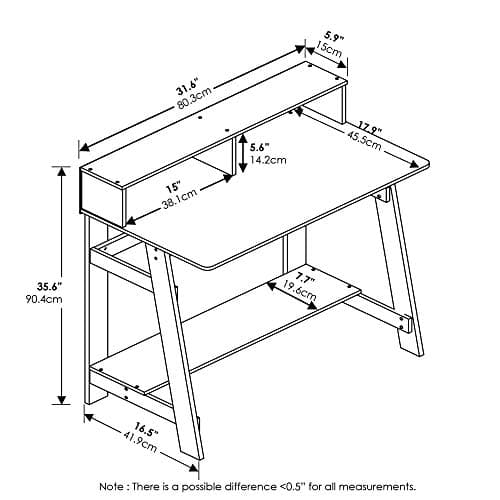 Furinno Simplistic a Frame Computer Desk, Espresso view 3