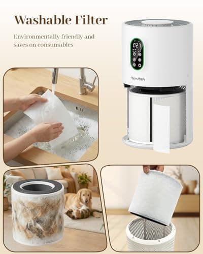 Air Purifiers for Home Large Room 1650 Ft² with Washable Filters, WESTHEY H13 HEPA Air Purifier with Fragrance Flowing Ambient Light Auto, Air Cleaner for Wildfire Smoke Dust Pollen Pets Hair Odor view 3