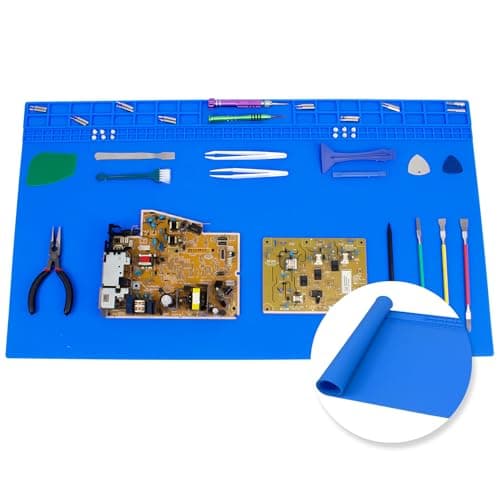 Extra Large Silicone Soldering Mat, 27.6''x15.7'' Oversized 932°F Heat Resistant Workbench Mat, Large Repair Mat for Electronics Phone Laptop Repair, BGA Soldering Gun Iron (Blue） — image 1