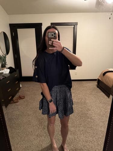 Dokotoo Women's Short Sleeve Tops Crew Neck Button Casual Summer Oversized T Shirts Blouses view 3