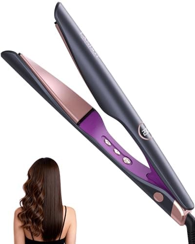 LANDOT 2-in-1 Hair Straightener & Curling Iron - Create Salon Waves, Curls & Straight Styles at Home | Floating Plates, Anti-Frizz & Tangle-Free | Dual Voltage, Temp 250-450°F for All Hair Types