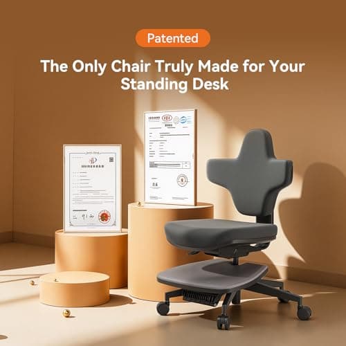 Newtral Standing Desk Chair, Standing Mate Chair for Sit-Stand, Ergonomic Leaning Perch Chair with Anti-Fatigue Mat, Standing Desk Stool, Horse Saddle Chair, Height Adjustable Home Office Posture Seat view 3