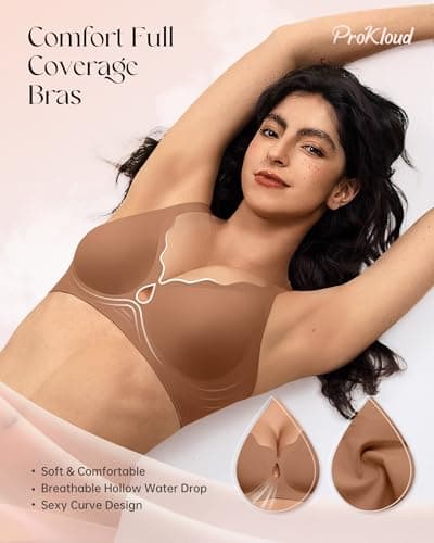 ProKloud Wireless Bras for Women Wave Push Up No Underwire Bralettes Seamless Full Coverage Support Lift Everyday Bra view 2