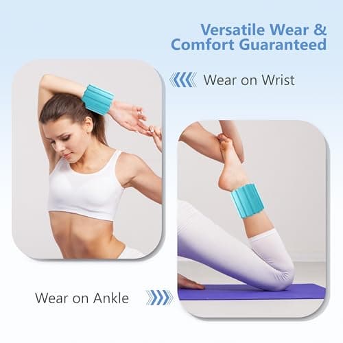Wrist and Ankle Weights for Women & Men 2 Pack (1lb Each), Adjustable Silicone Wearable Arm & Leg Weights for Pilates, Gym, Yoga, Cardio, Strength Training view 4