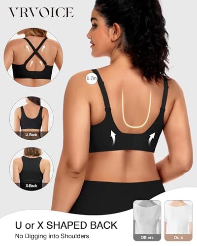 VRVOICE Womens Wireless Bras Sexy V Mesh Push Up No Underwire Bralette Seamless Supportive Tshirt Everyday Bra view 2