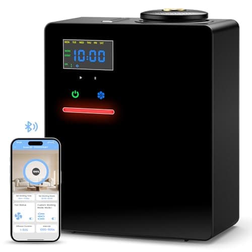 Waterless Essential Oil Diffuser 5000 Sq.Ft Coverage for Large Home, Hotel, or Office, 200ml Cold Air Scent Diffuser Machine with Bluetooth App Control, Quiet No-Heat HVAC Fragrance Diffuser