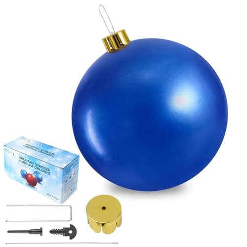 Inflatable Oversized Ornaments for Christmas Decorations 18" 25" Two Size & 8 Colors Option Available Large Christmas Ball Indoor Outdoor Use Festive Yard Decoration view 5