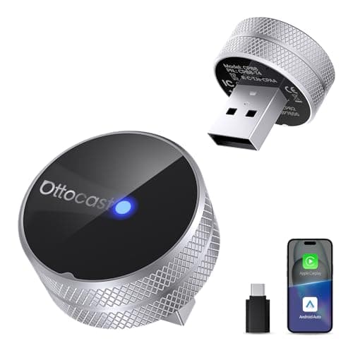 OTTOCAST Mini Tube 2026 Wireless CarPlay & Android Auto Adapter, 5GHz WiFi Auto Connect, Plug & Play for iPhone & Android, Stable Performance, Premium Aluminum Design — image 1